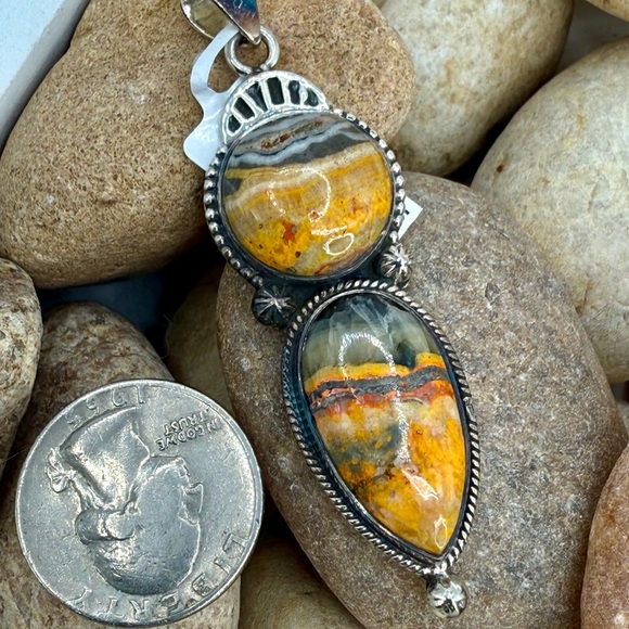 Bumblebee Jasper 925 Sterling Silver Pendant 12.6g Artisan Natural Gemstone - Picture 7 of 11